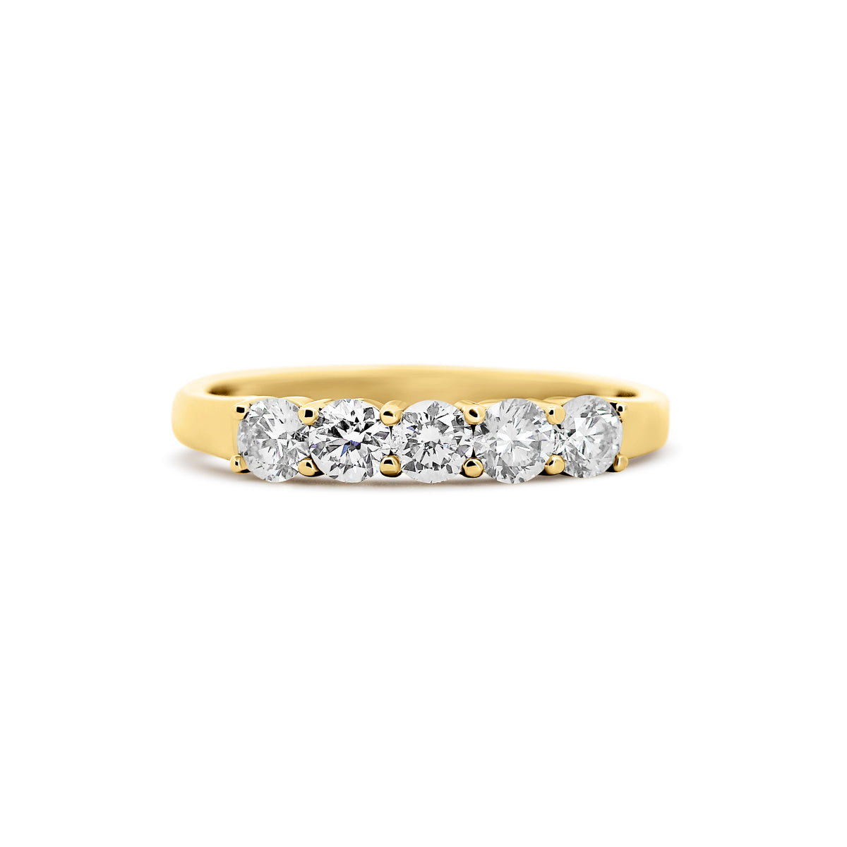 14K Yellow Gold Five-Stone Diamond Wedding Band | 3/4 Carats