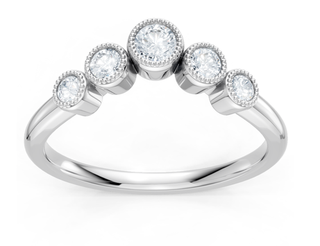 14K White Gold Five Stone Diamond Wedding Band | 0.25 Carats