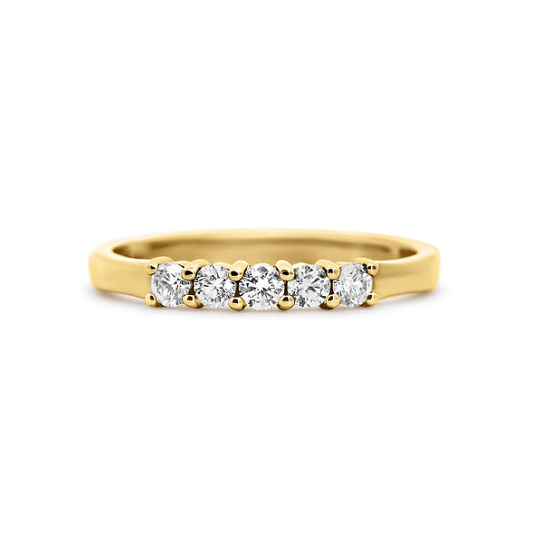 14K Yellow Gold Five-Stone Diamond Wedding Band | 1/4 Carats
