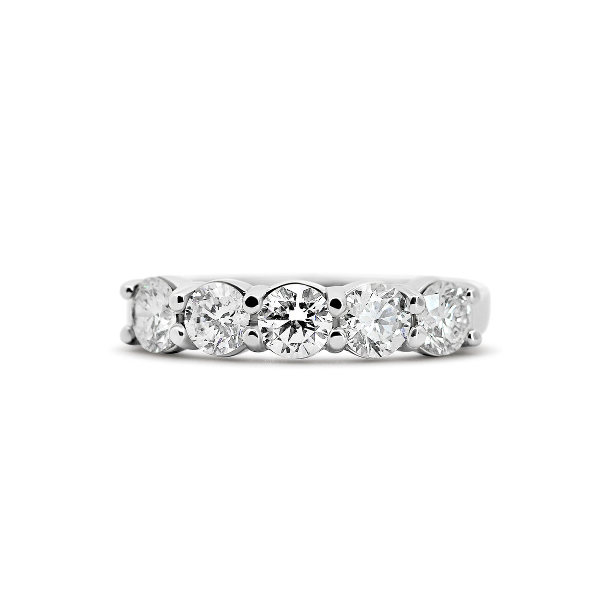 14K White Gold Five-Stone 1 1/4 Carat Diamond Wedding Band | Joe Kassab Jewelers