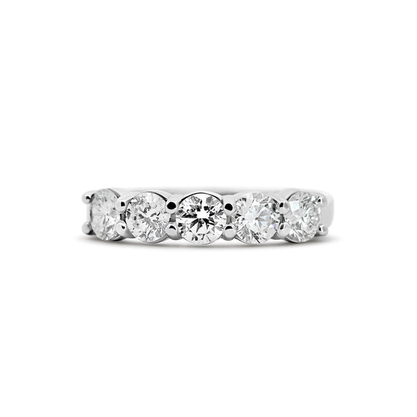 14K White Gold Five-Stone 1 1/4 Carat Diamond Wedding Band | Joe Kassab Jewelers