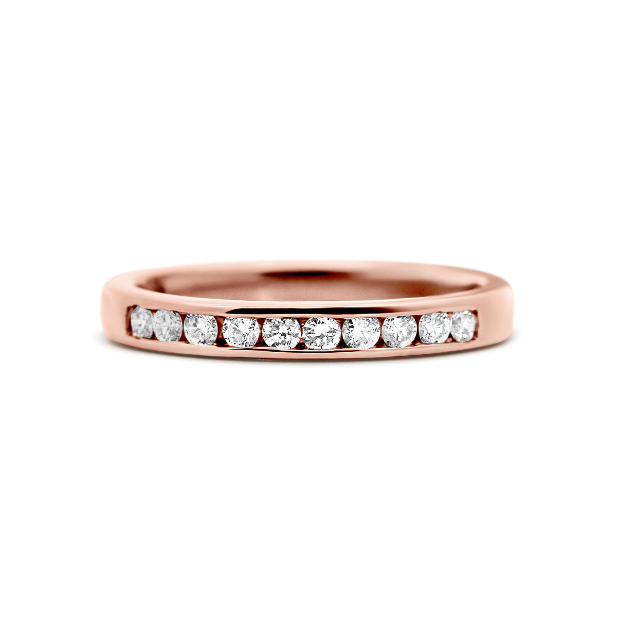 14K Rose Gold Channel-Set Diamond Wedding Band | 1/4 CTW