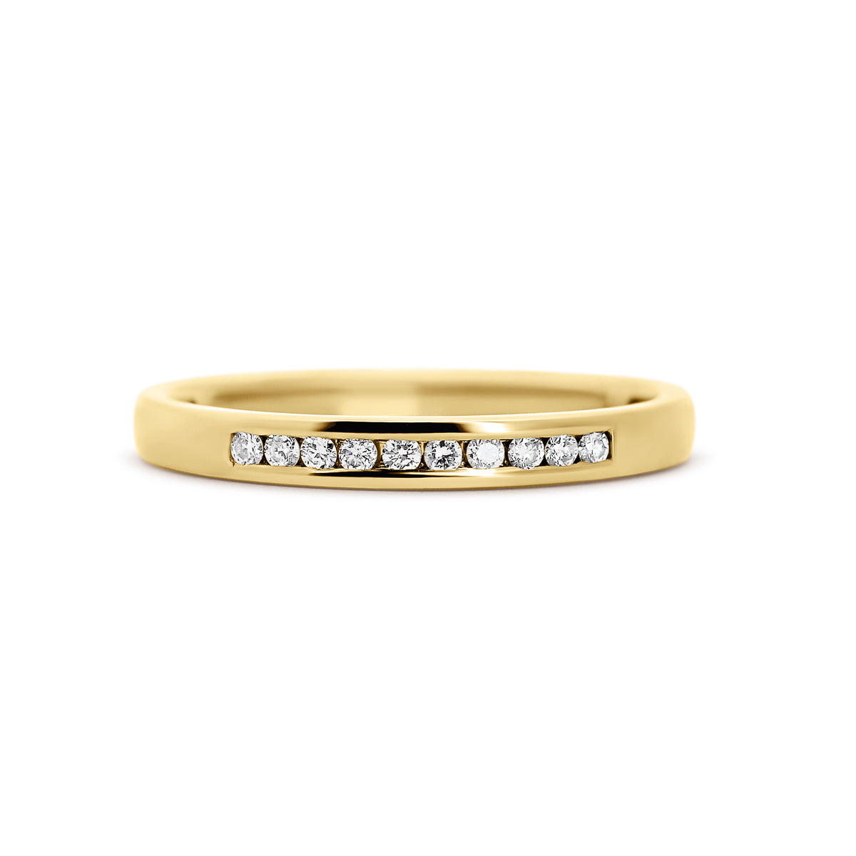 14K Yellow Gold Channel-Set Diamond Wedding Band | 1/10 CTW