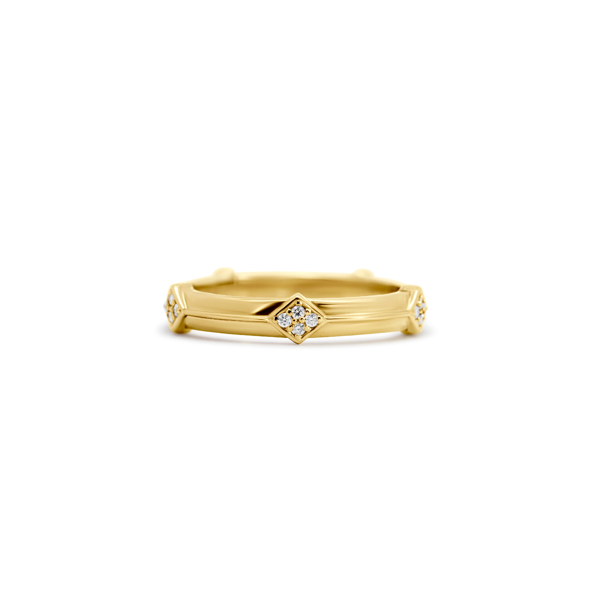 14K Yellow Gold Diamond Cluster Wedding Band | 0.10ct