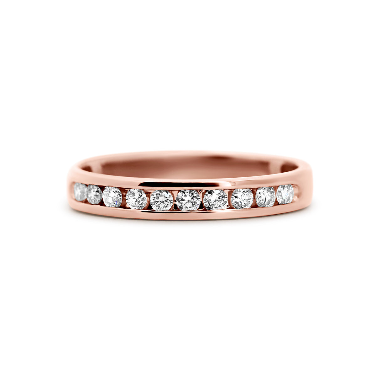 14K Rose Gold Channel-Set Diamond Wedding Band | 1/3 CTW