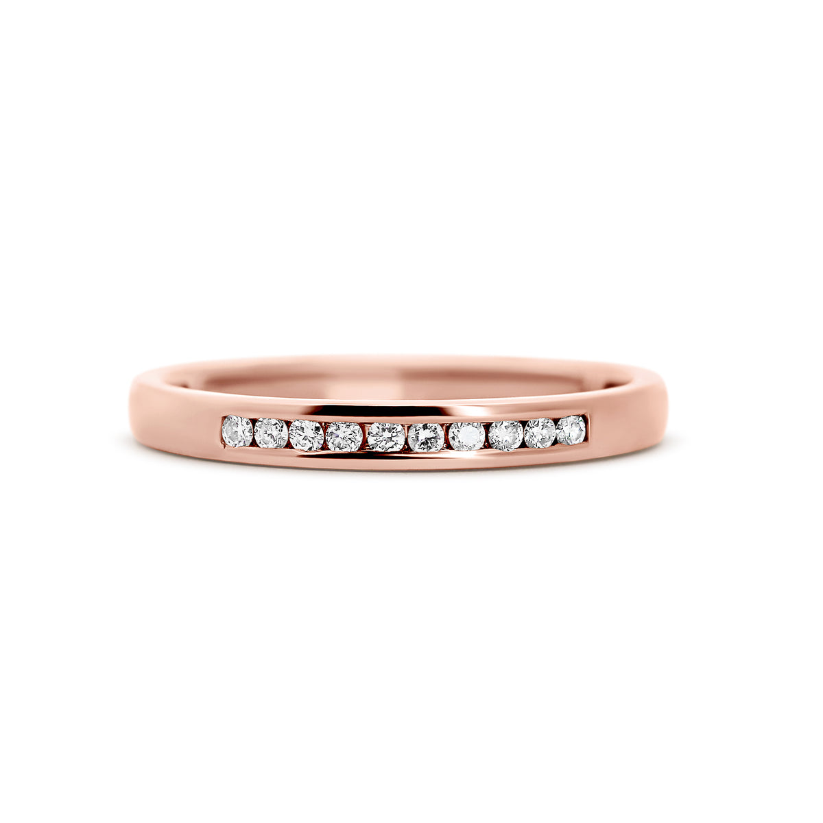 14K Rose Gold Channel-Set Diamond Wedding Band | 1/10 CTW
