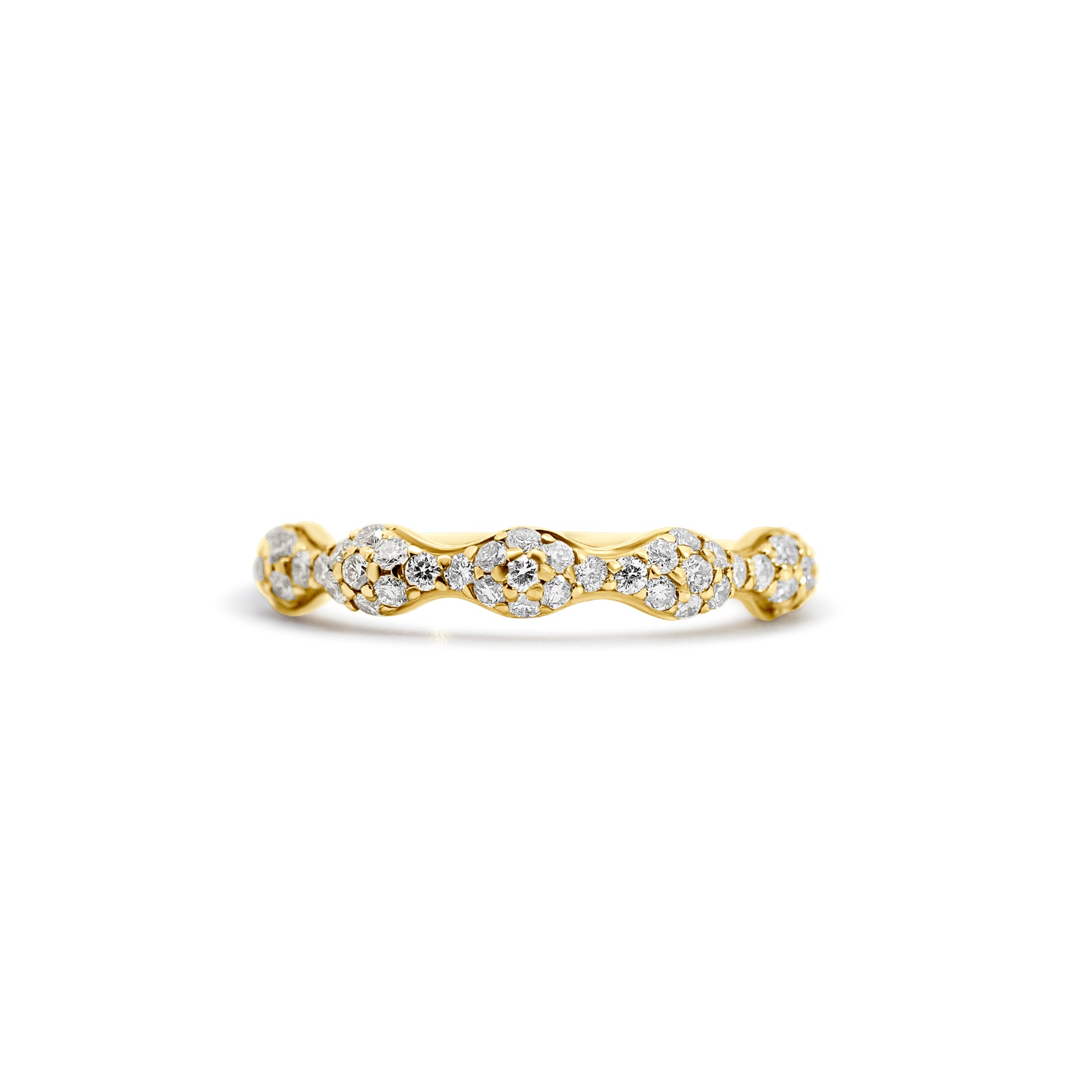 14K Yellow Gold Five Cluster Pavé Diamond Wedding Band – 0.54 Carats