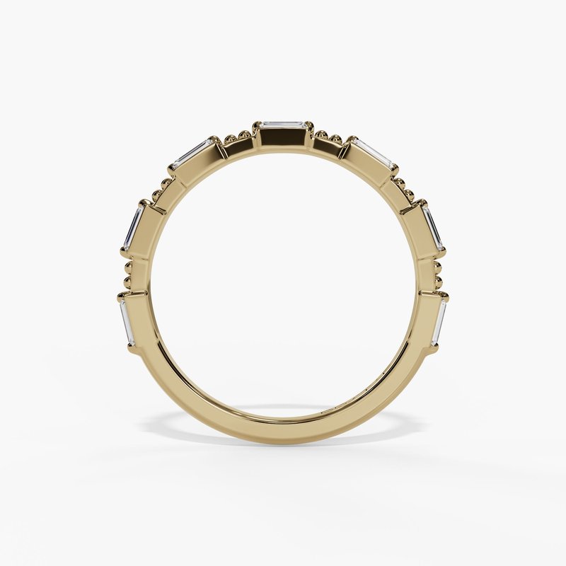 14K Baguette Diamond and Beaded Stacking/Wedding Band