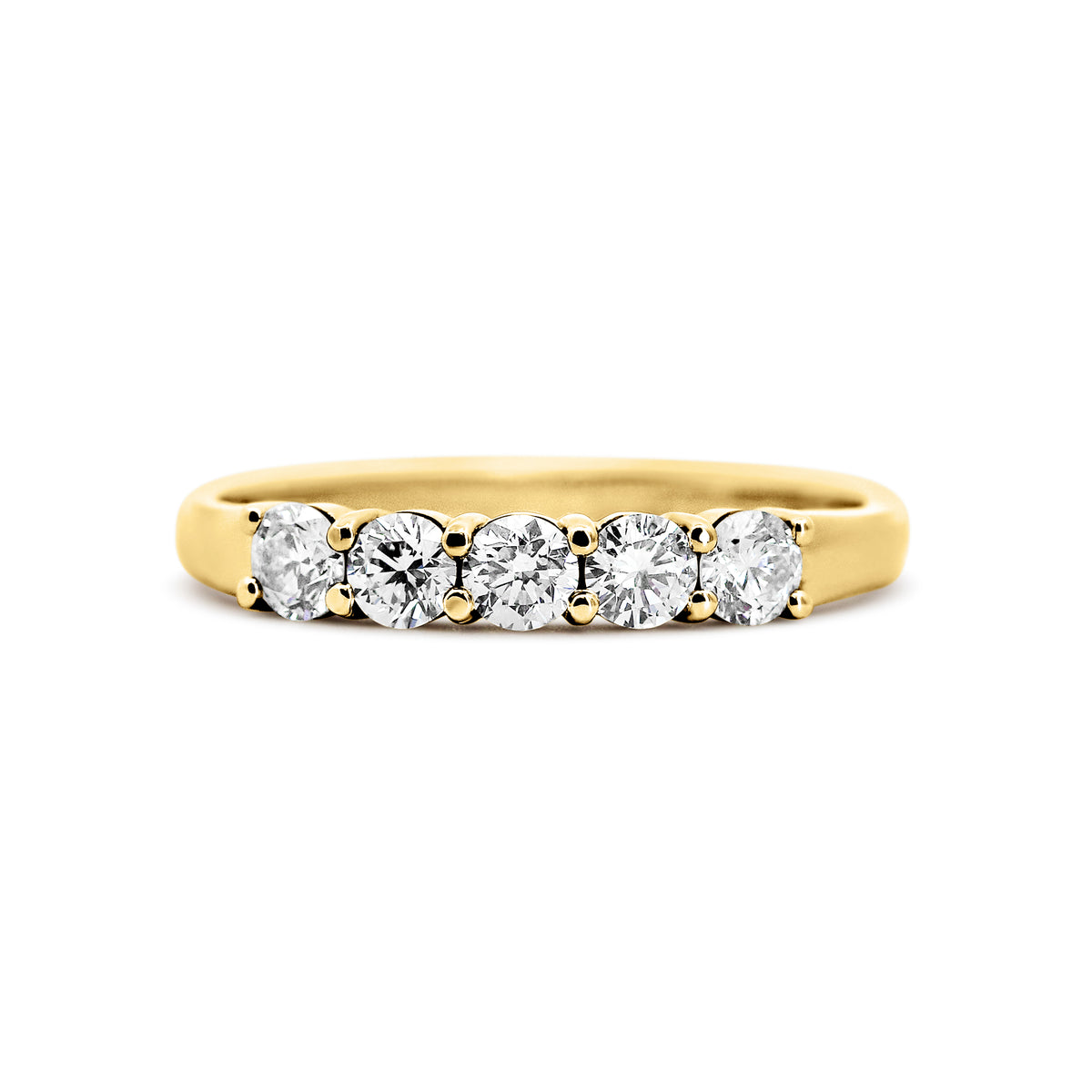 14K Yellow Gold Five-Stone Diamond Wedding Band | 1/2 Carats