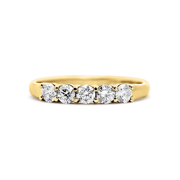 14K Yellow Gold Five-Stone Diamond Wedding Band | 1/2 Carats