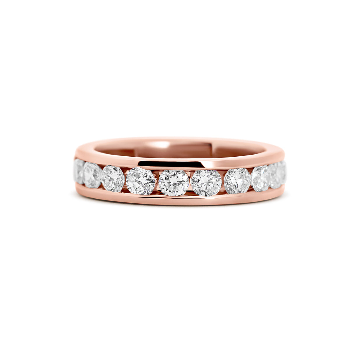 14K Rose Gold Channel-Set Lab Diamond Wedding Band | 1.00 Carats