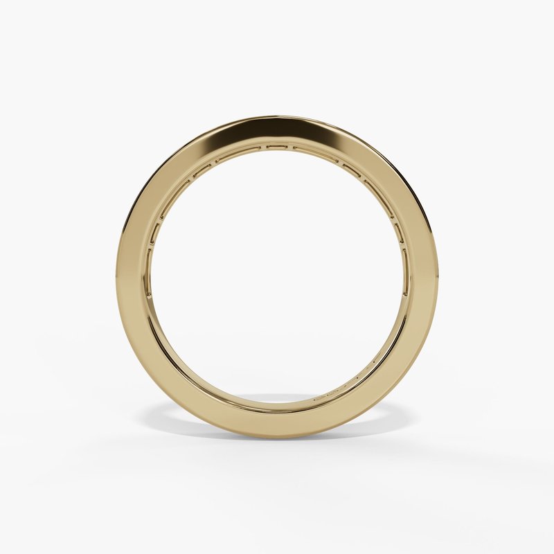 14 Karat Yellow Gold Round & Baguette Diamond Wedding Band | Joe Kassab Jewelers