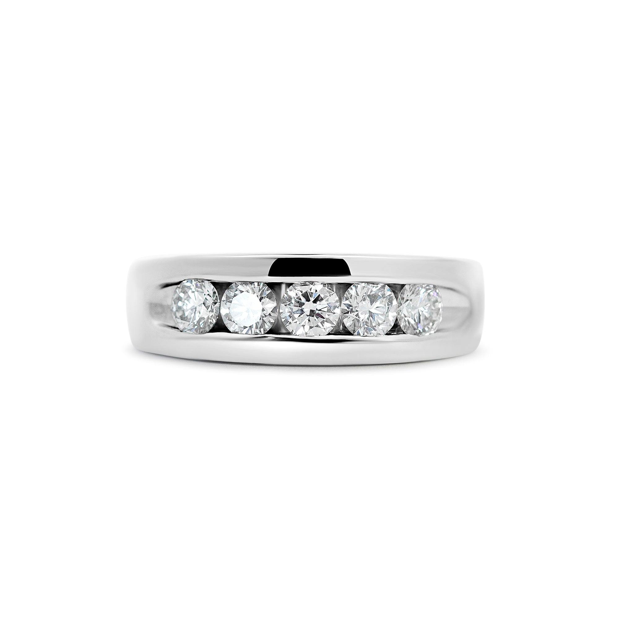 14K White Gold Men’s Channel Set Diamond Wedding Band – 1.25 Carats