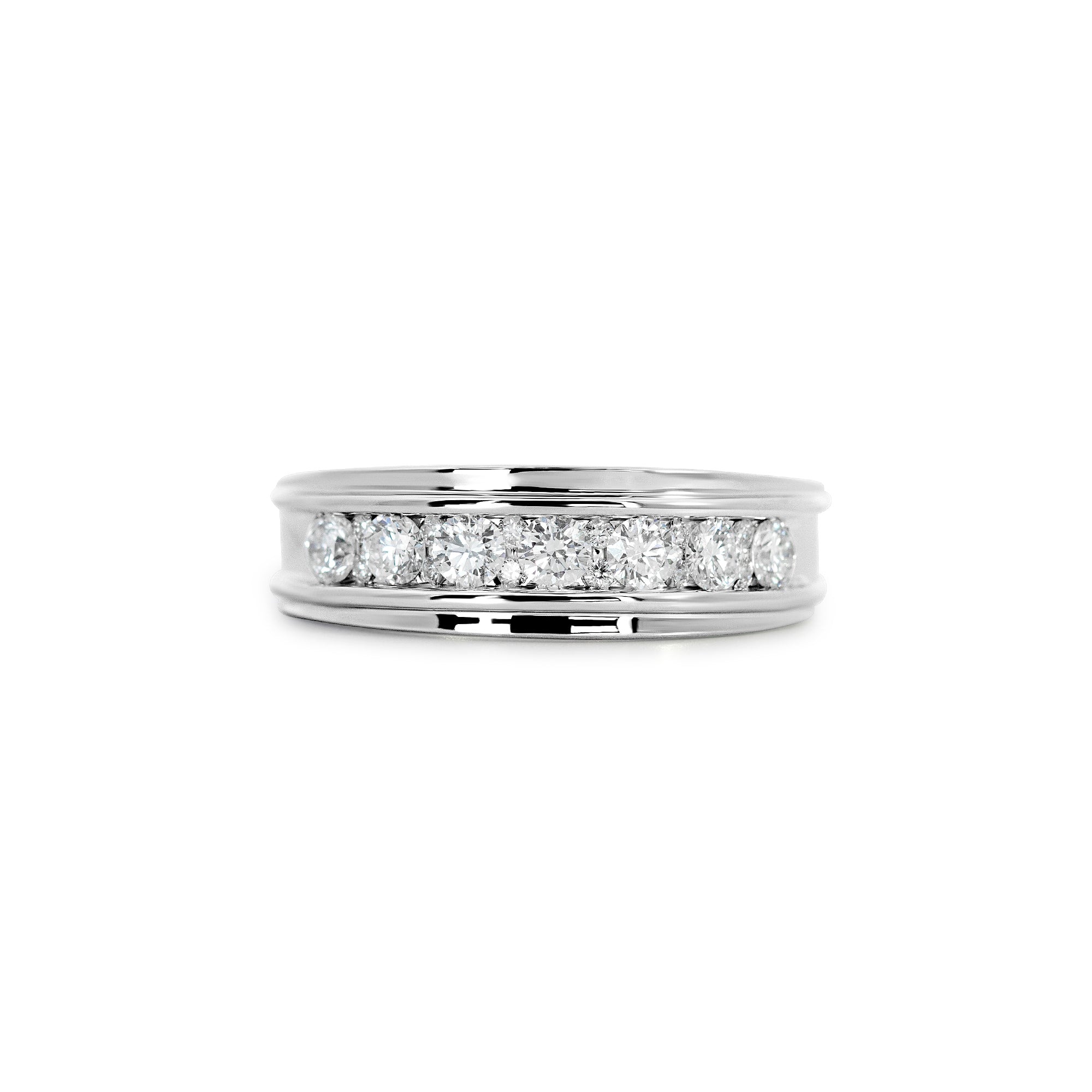 14K White Gold Men’s Diamond Wedding Band - 0.84 Carats