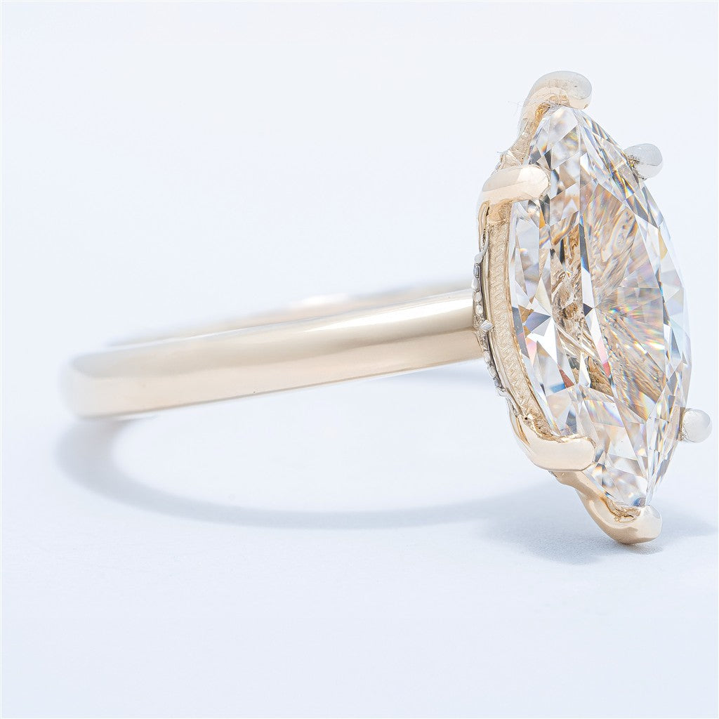 Vintage Hidden Halo Marquise Engagement Ring