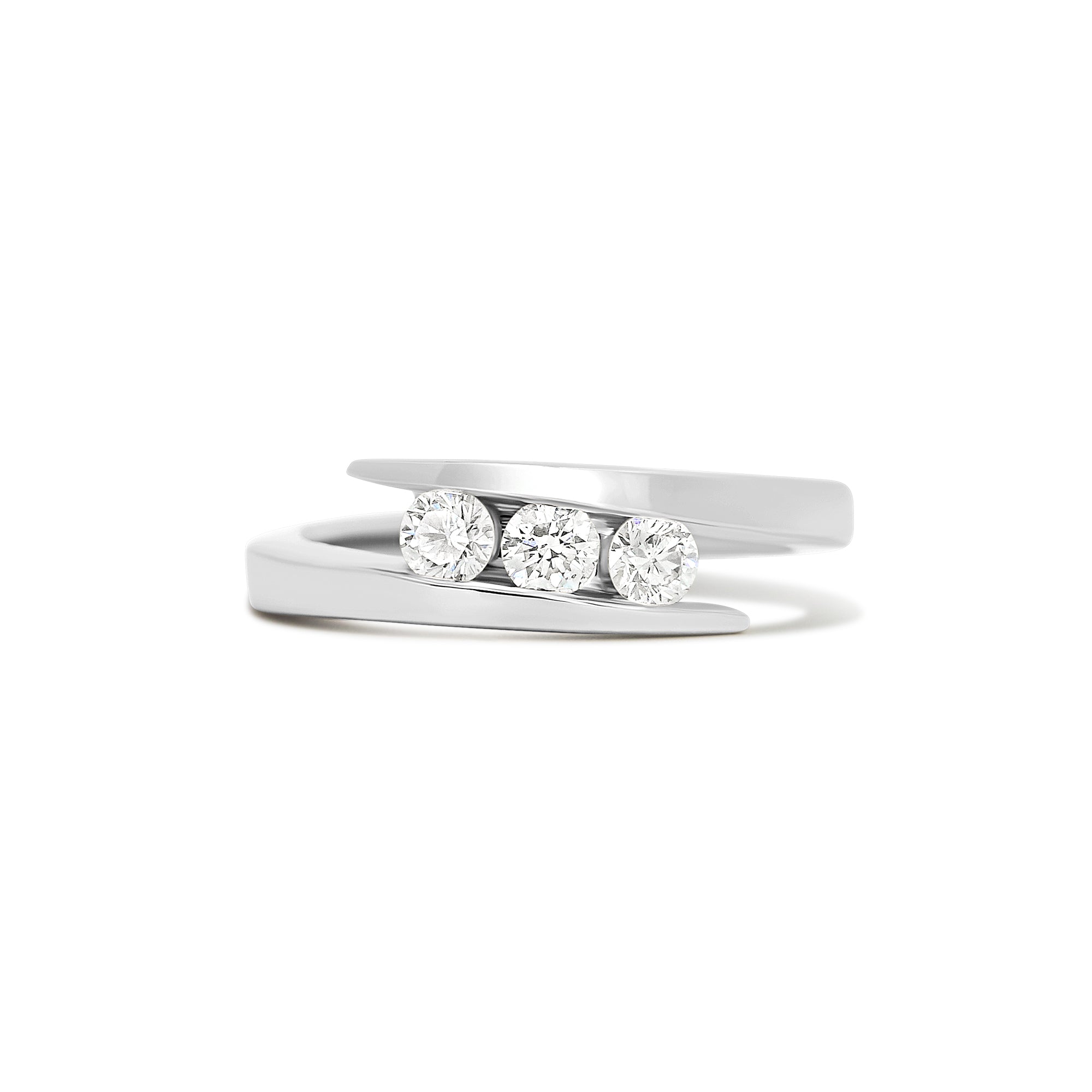 14K Three Stone Bypass Ring
