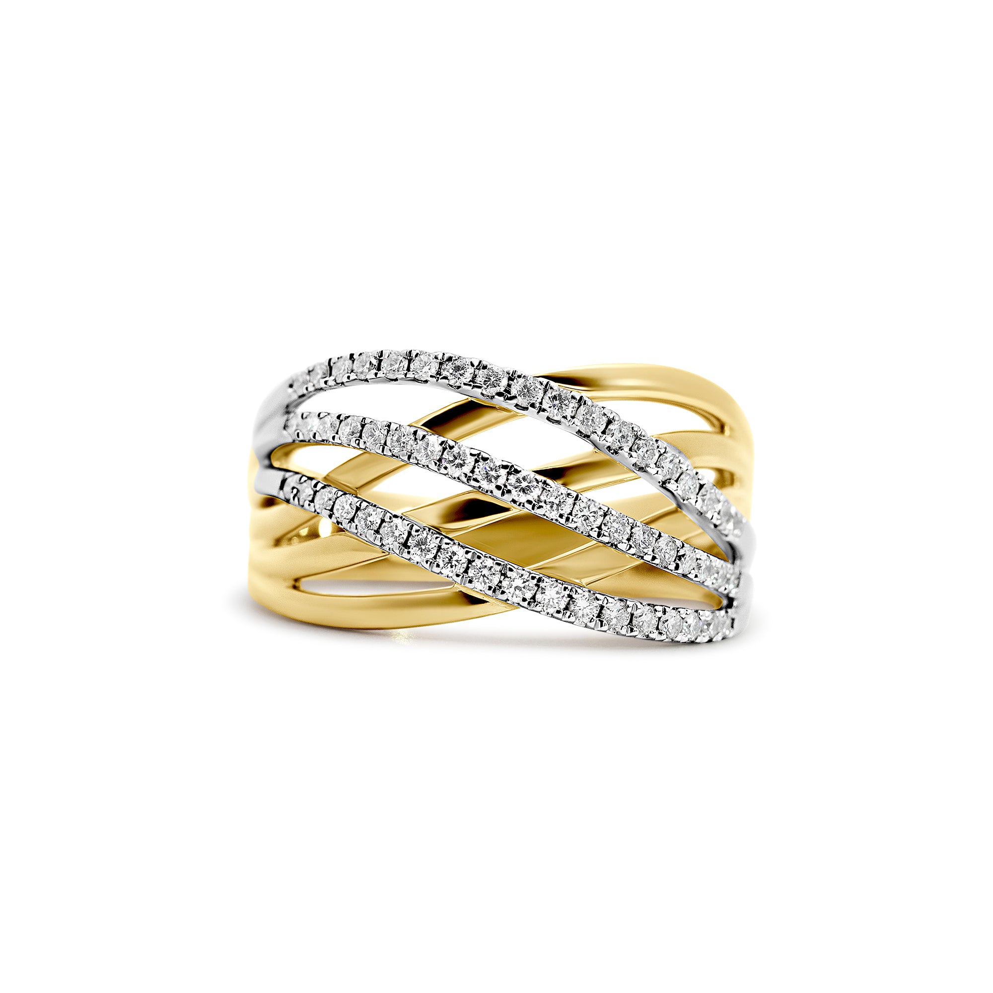 18K Two-Tone Gold Diamond Fashion & Right Hand Ring