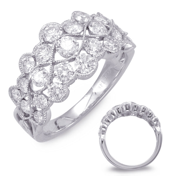 14 Karat White Gold Openwork Round Brilliant Diamond Right Hand Ring | 1.56 CTW
