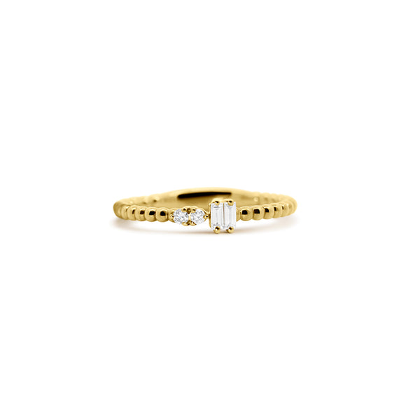 14K Yellow Gold Beaded Diamond Fashion Ring | Joe Kassab Jewelers