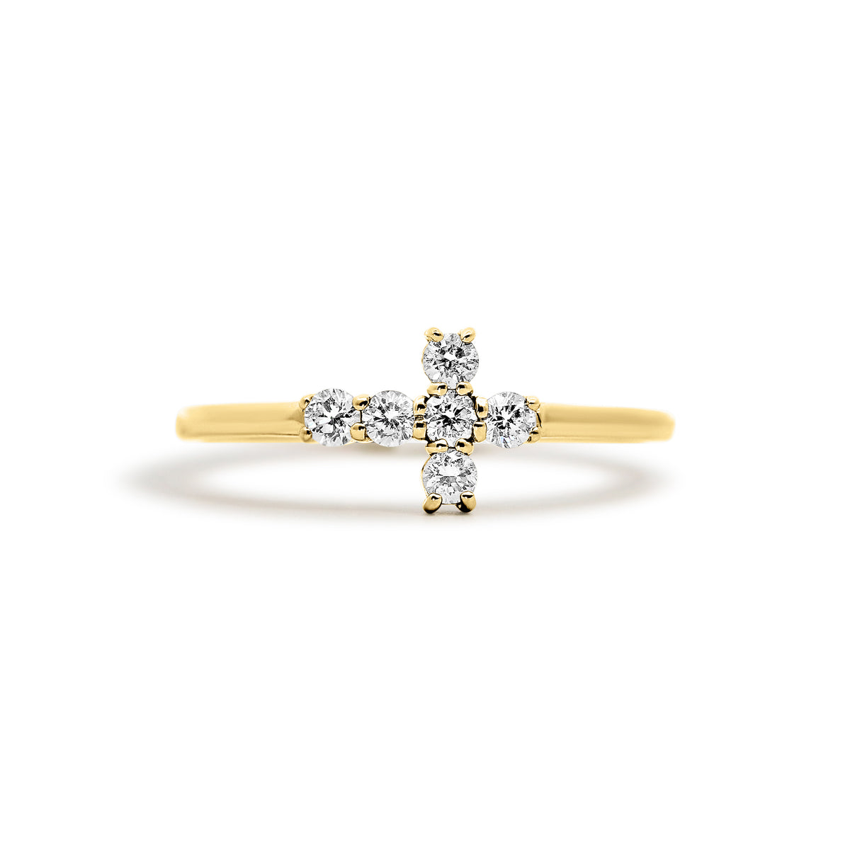 18K Yellow Gold Cross Diamond Fashion Ring | Joe Kassab Jewelers