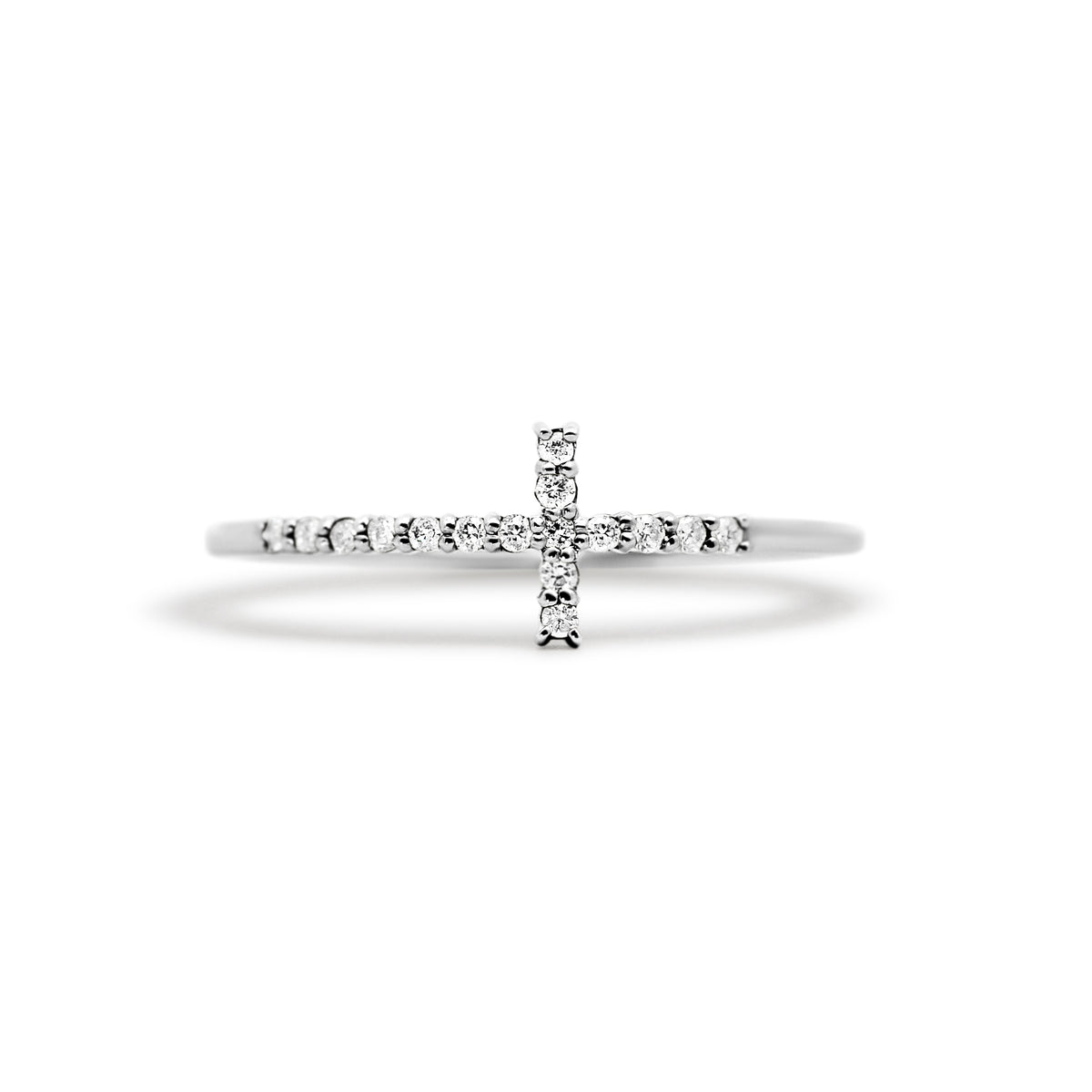 18K White Gold Cross Diamond Fashion Ring | Joe Kassab Jewelers