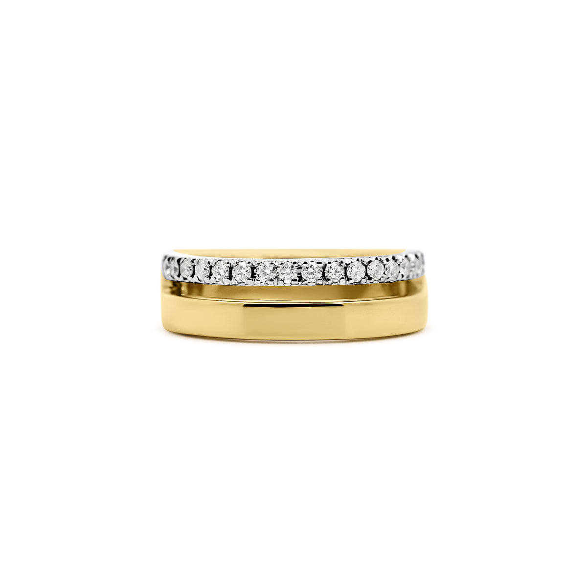 14K Two-Tone Gold Split Band Natural Diamond Fashion Ring