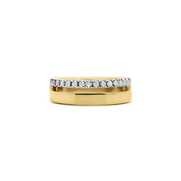 14K Two-Tone Gold Split Band Natural Diamond Fashion Ring