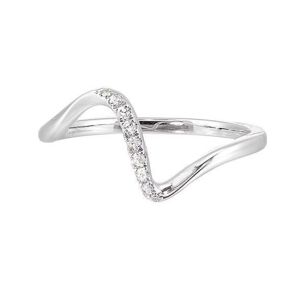 10K White Gold Waved Fashion Ring with 0.05 CTW Natural Diamonds