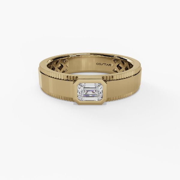 14K Yellow Gold Raised Bezel Radiant Diamond Band