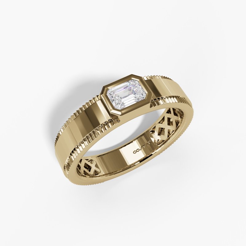 14K Yellow Gold Raised Bezel Radiant Diamond Band