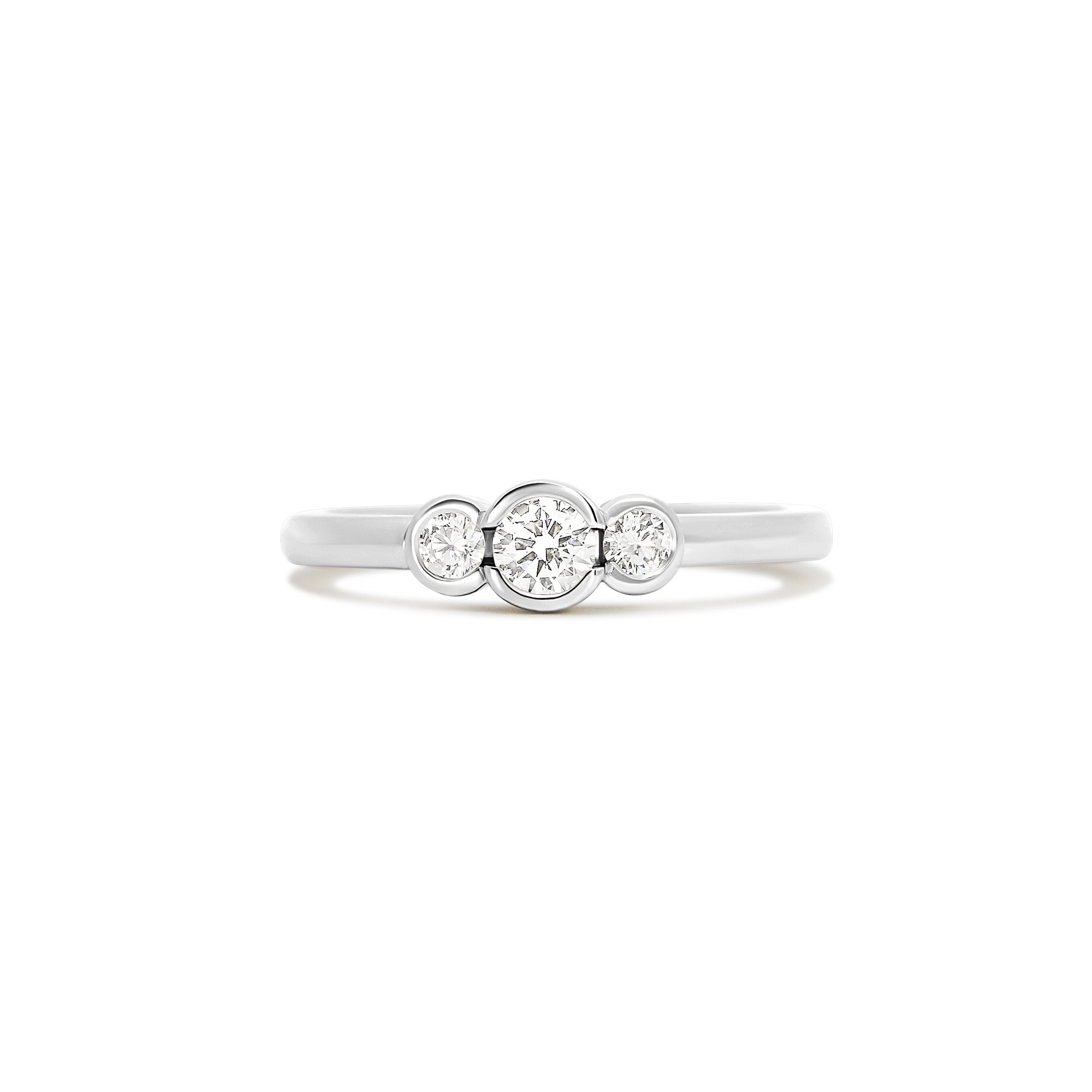 14K Three Stone Bezel Ring