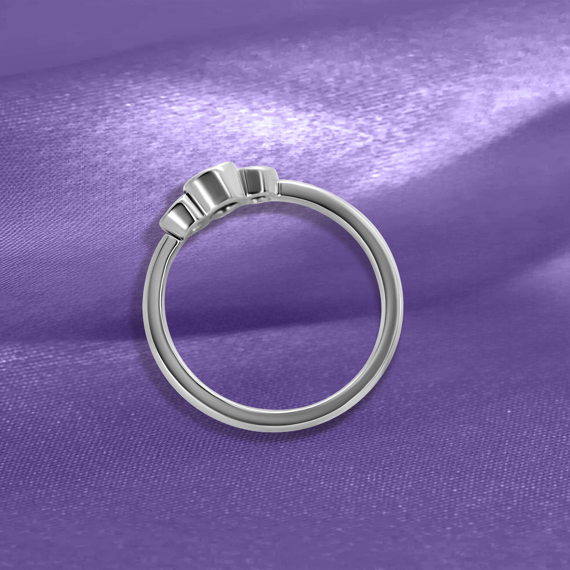 14K Three Stone Bezel Ring