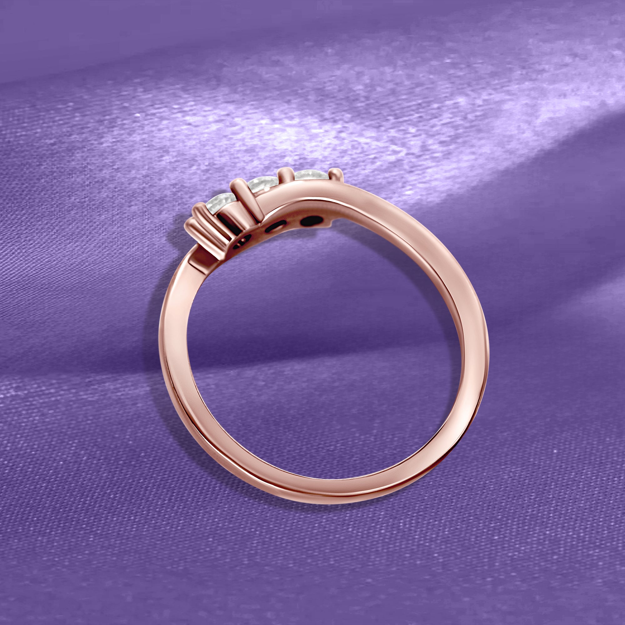 14K Rose Gold Three Stone Ring