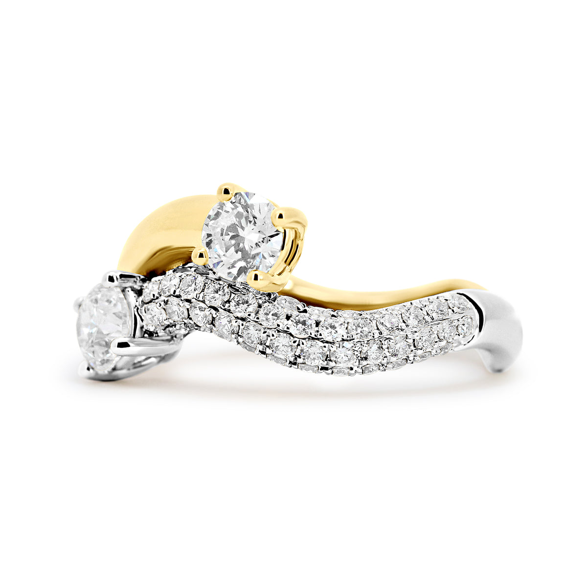 18K White & Yellow Gold Pavé Diamond Right Hand Ring