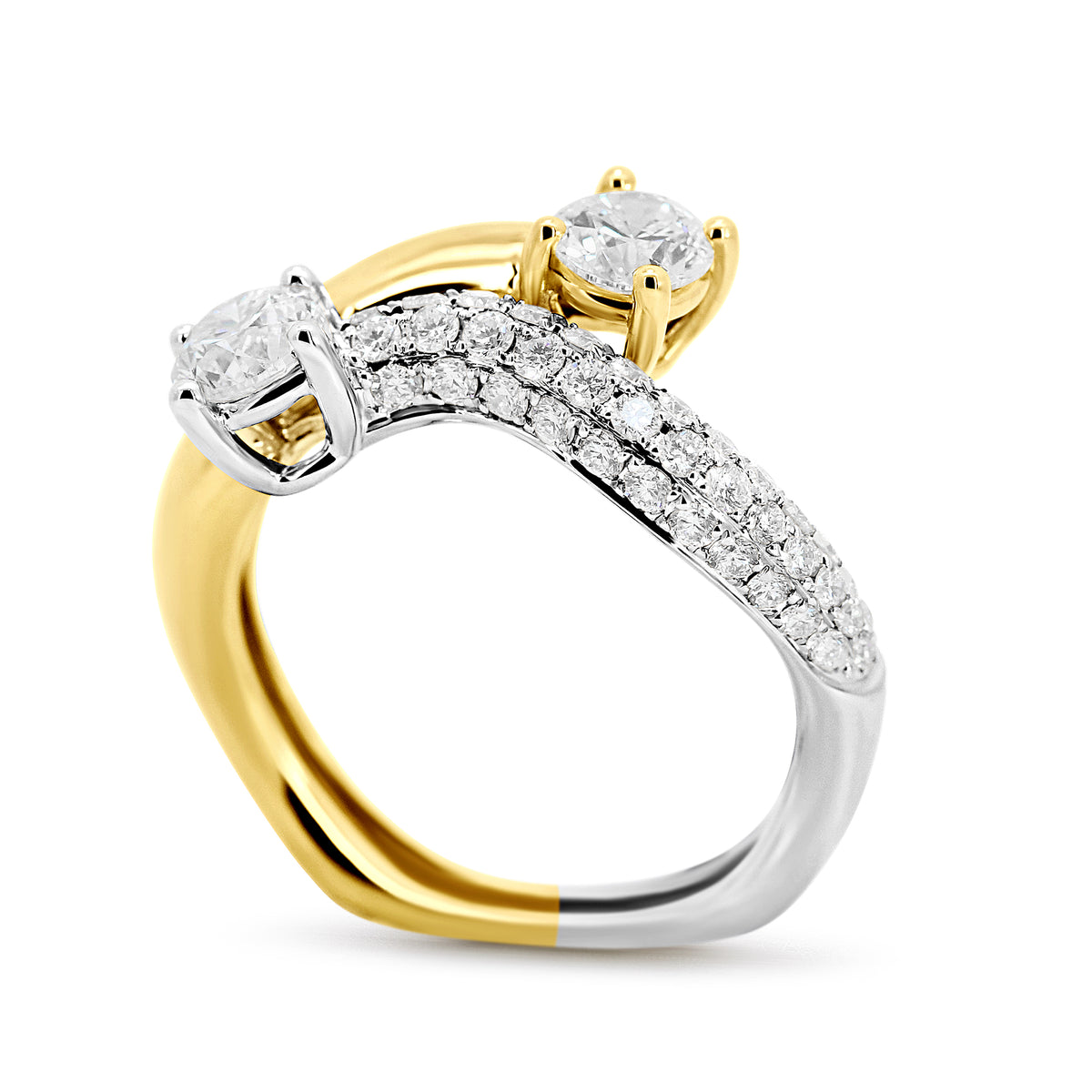 18K White & Yellow Gold Pavé Diamond Right Hand Ring