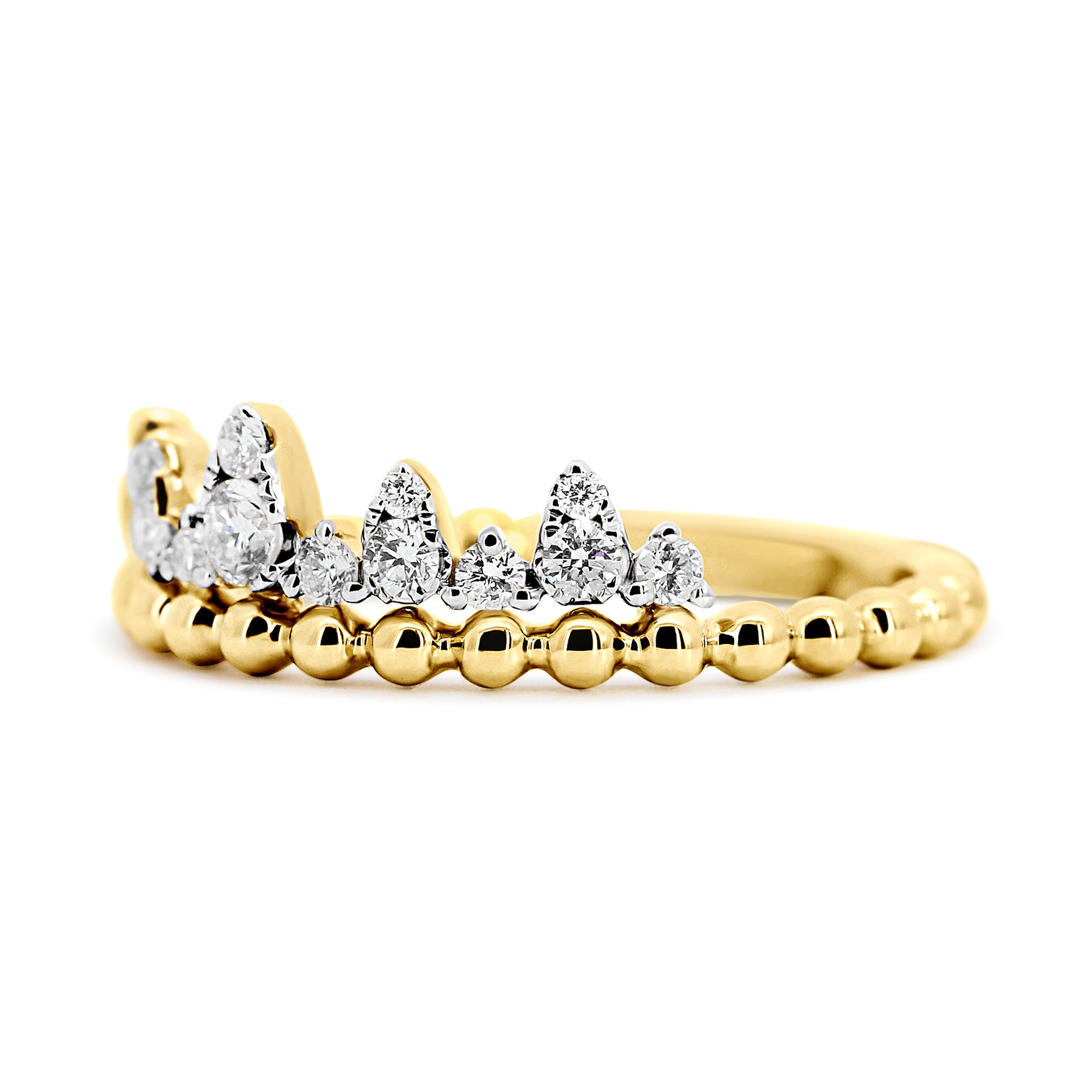 14K Yellow Gold Beaded Diamond Fashion Band