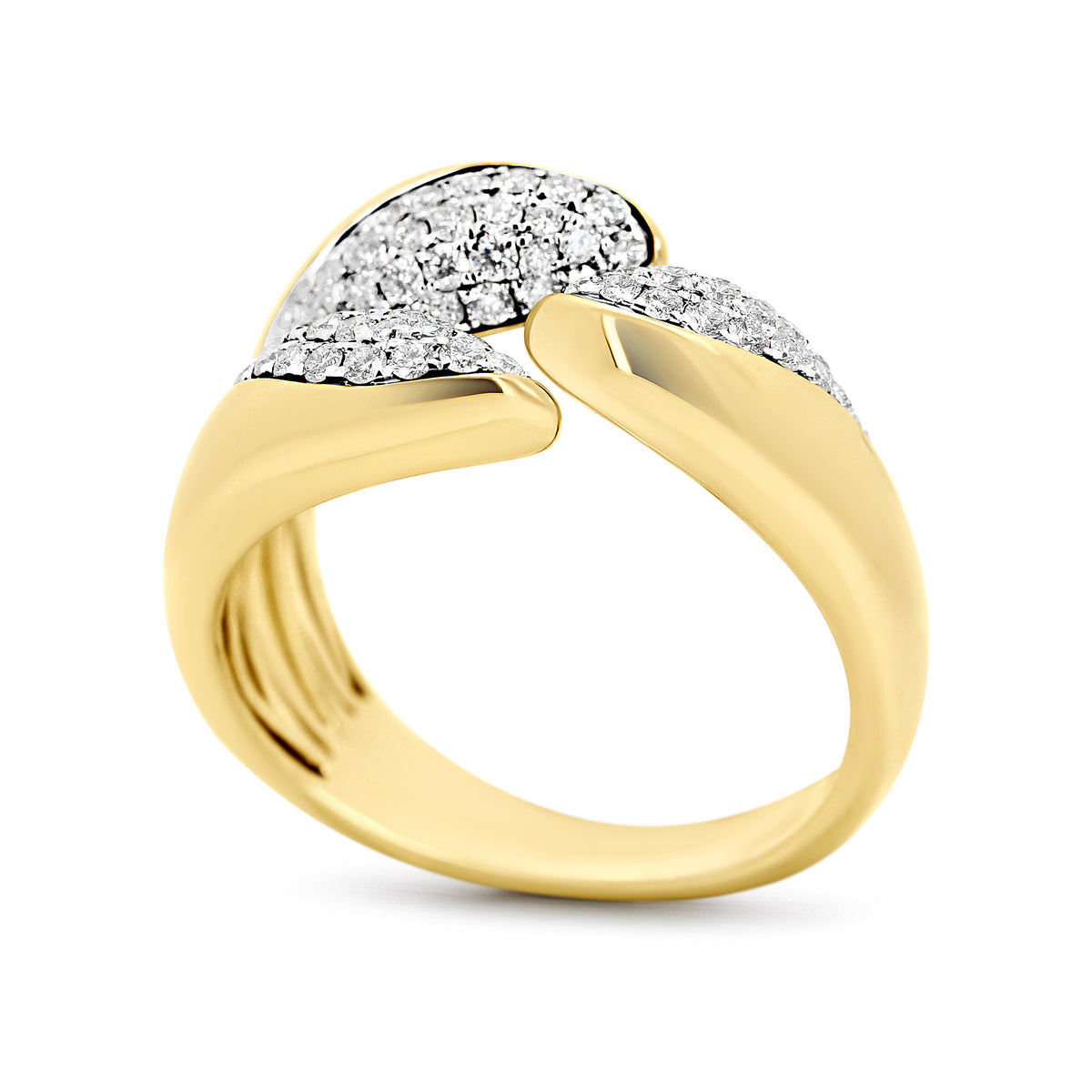 18K White & Yellow Gold Contemporary Diamond Right Hand Ring