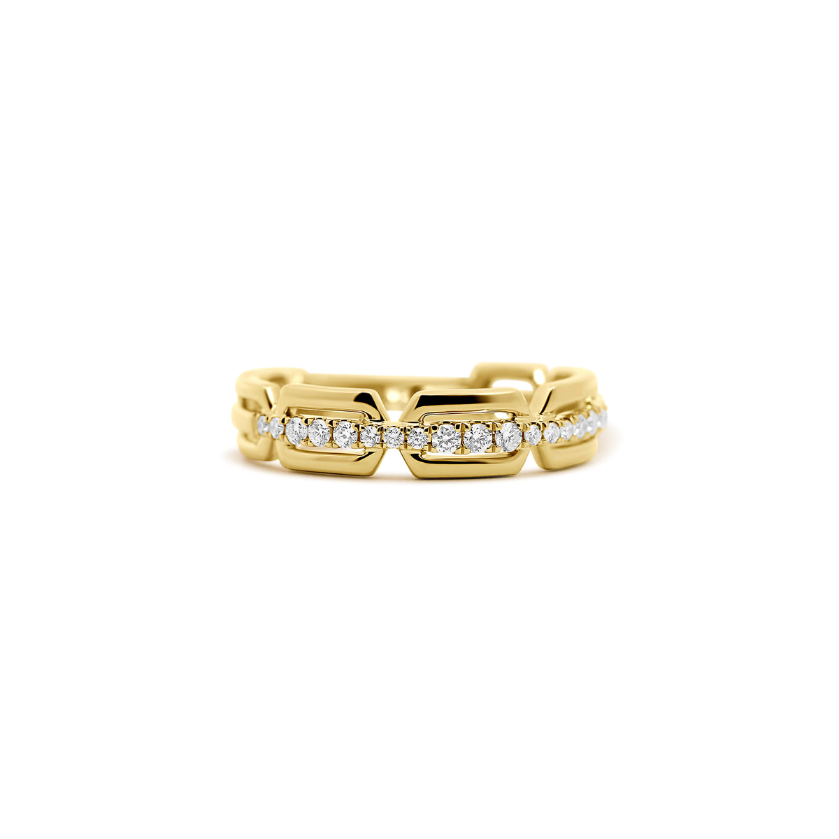 14K White Gold Link Diamond Fashion Ring | Joe Kassab Jewelers