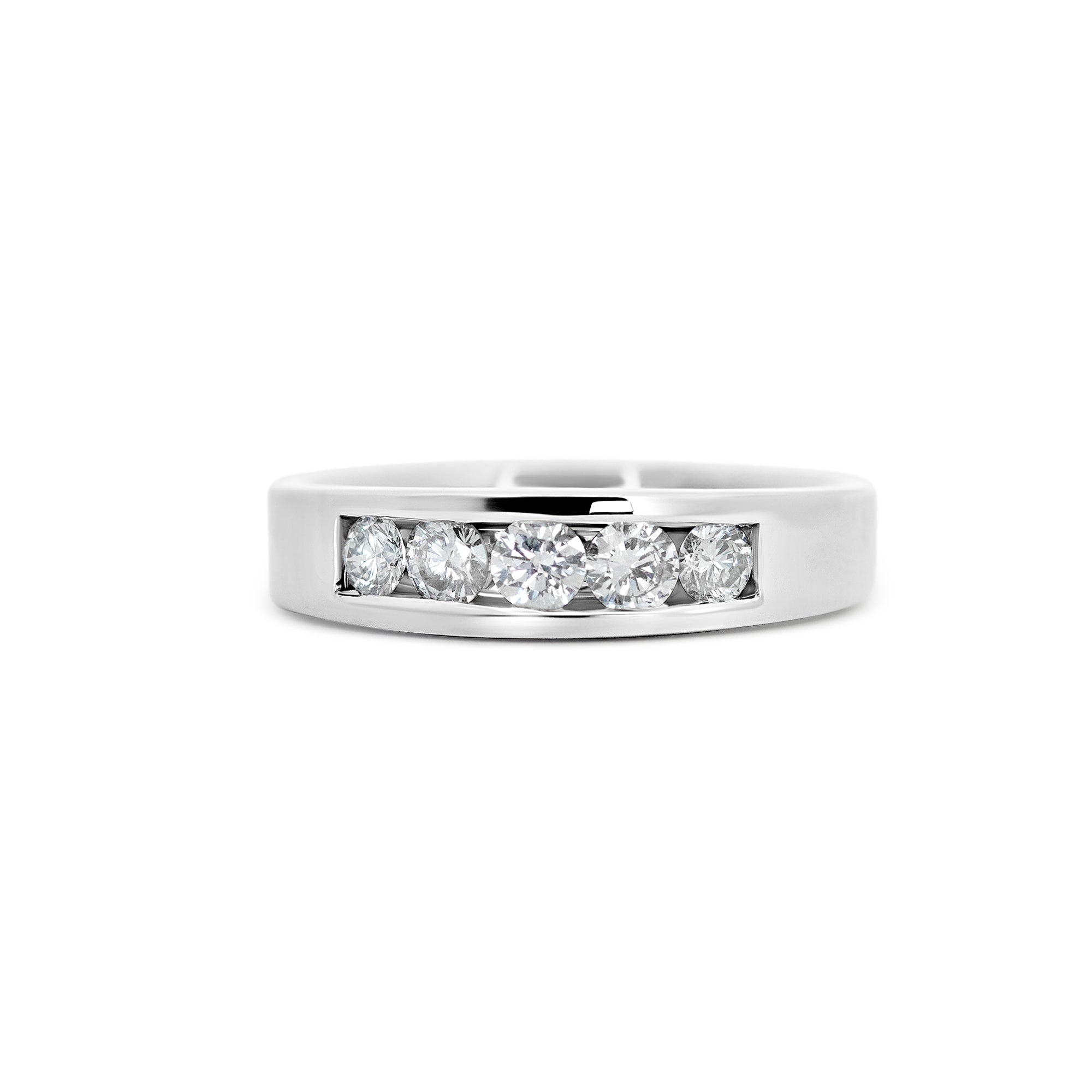 14K White Gold Men’s Five-Stone Lab Diamond Wedding Band