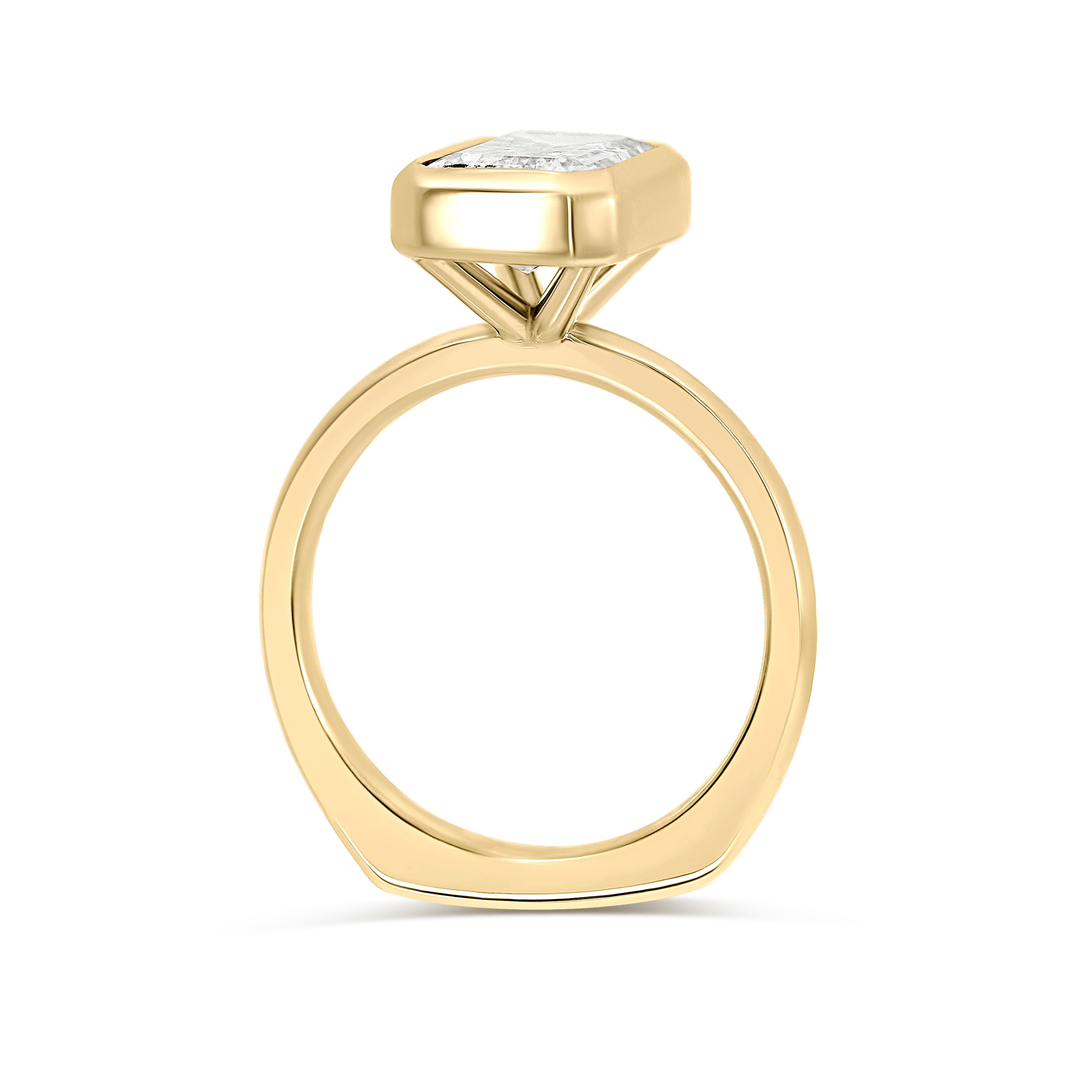 14K Emerald Cut 2.53CT Lab Grown Diamond Bezel Engagement Ring