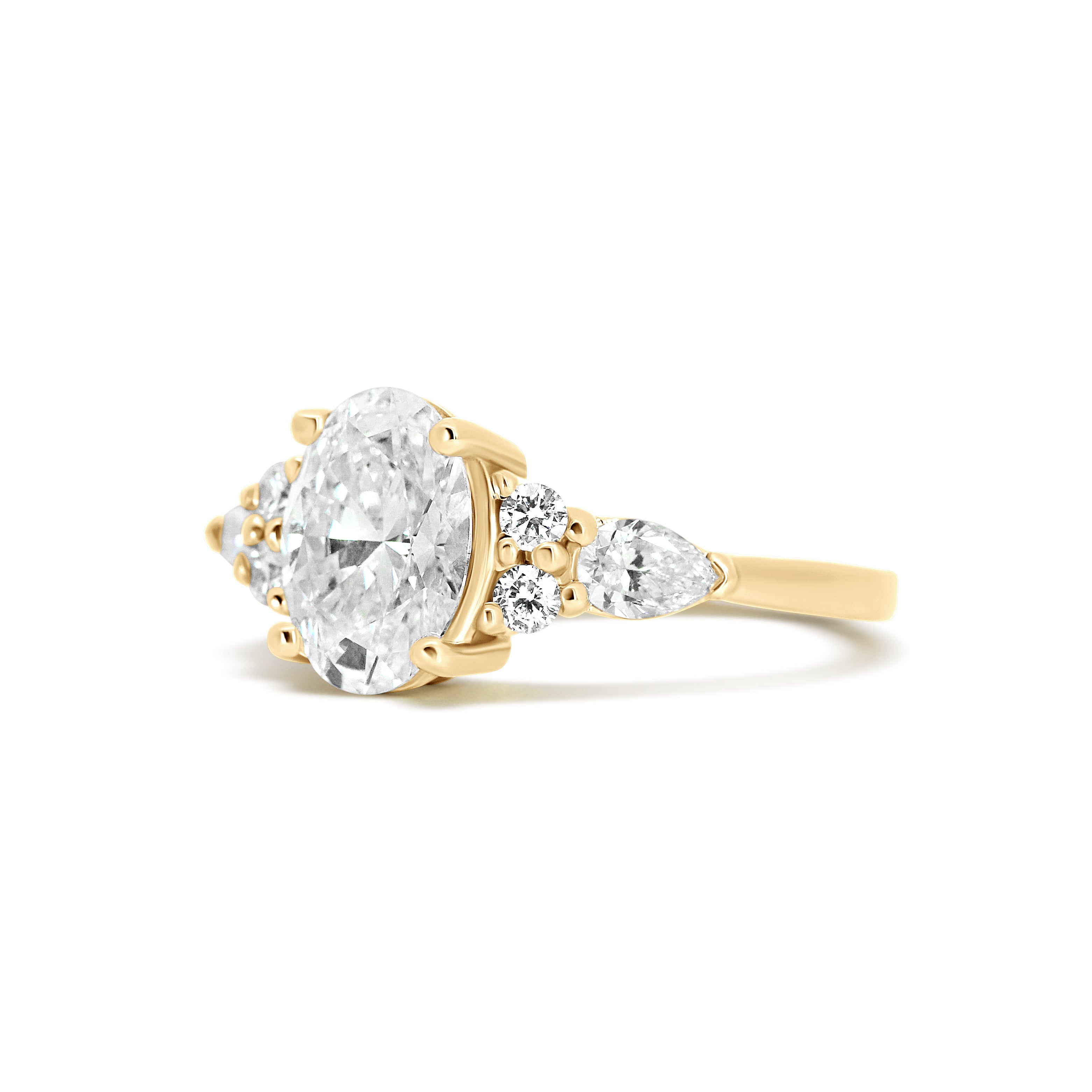 14K Oval Cut 1.51CT  Lab Grown Diamond Three Stone Enagement Ring