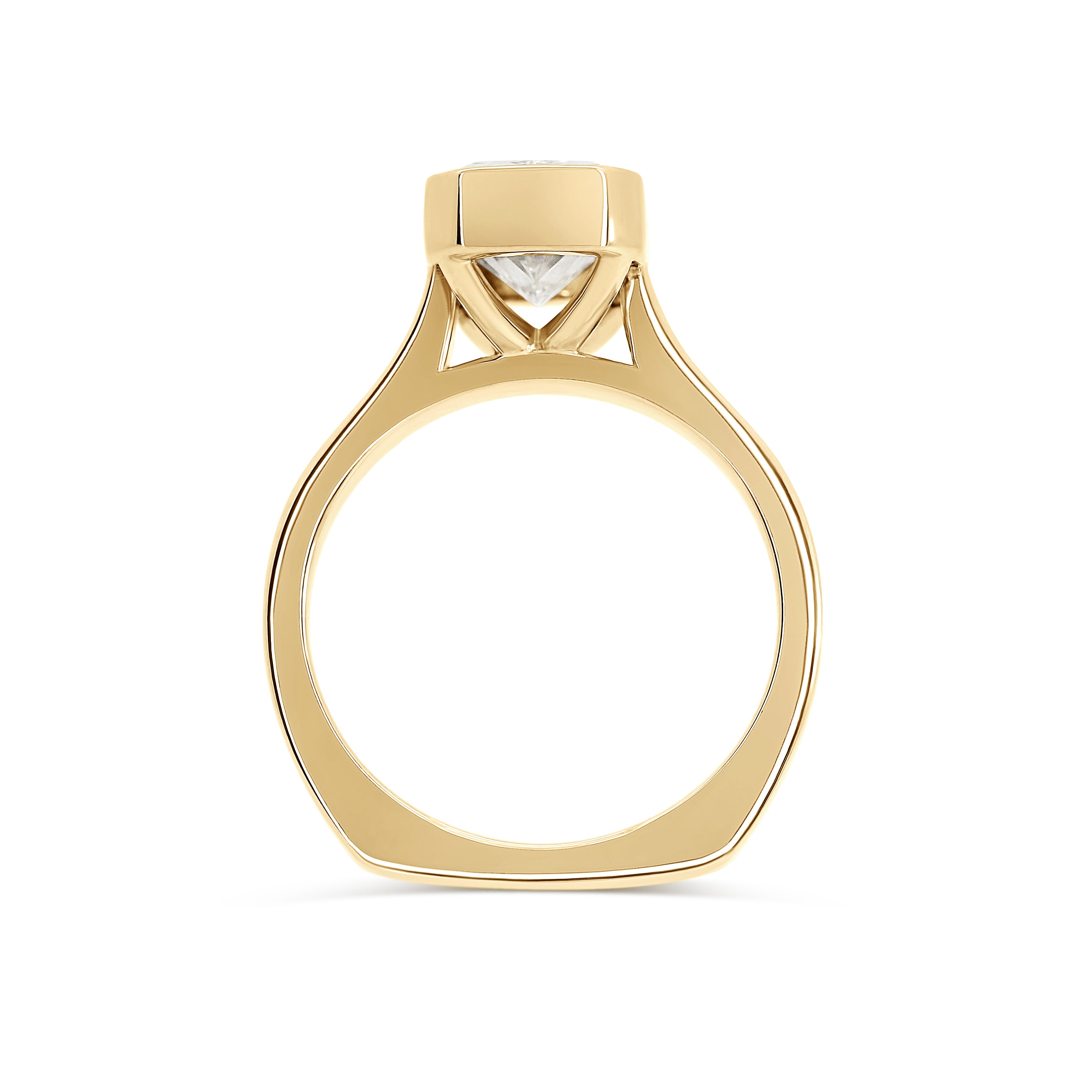 14K Radiant Cut 2.54CT Lab Grown Diamond Bezel Engagement Ring