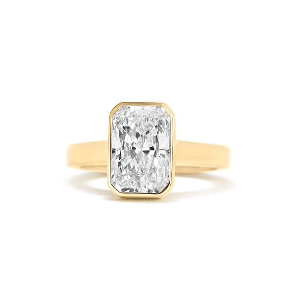 14K Radiant Cut 2.54CT Lab Grown Diamond Bezel Engagement Ring