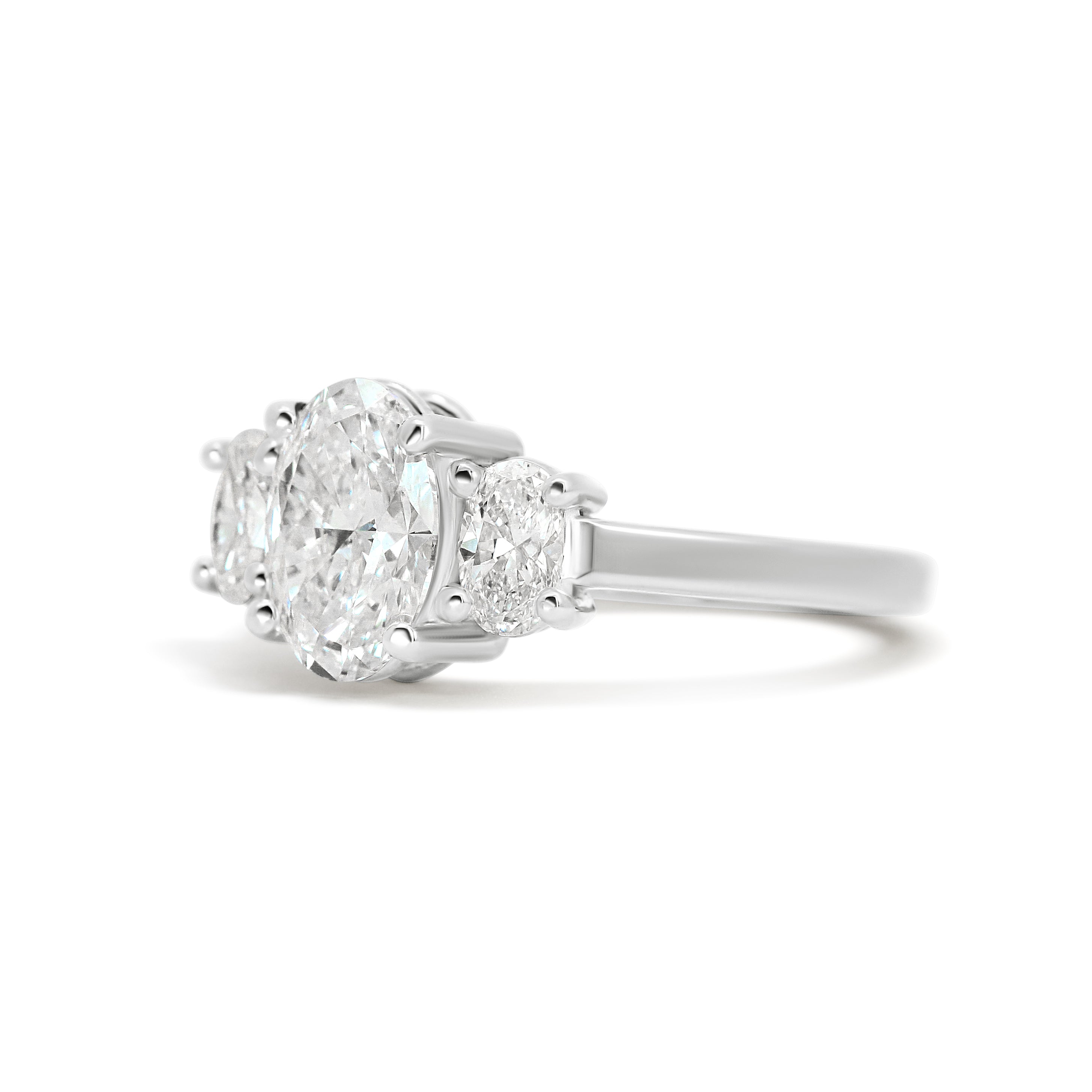 14K CZC Oval Three Stone Lab Grown Diamond Semi-Mount Engagement Ring