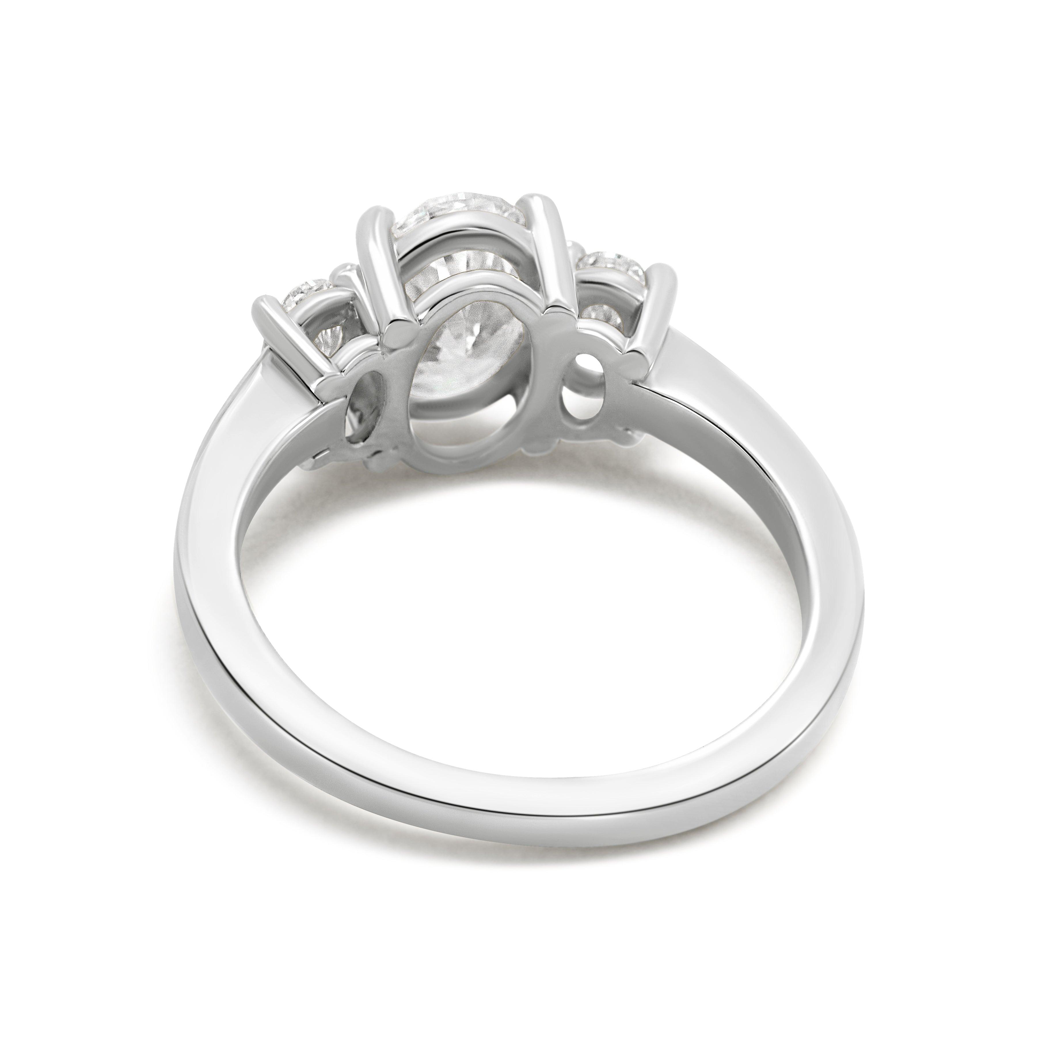 14K CZC Oval Three Stone Lab Grown Diamond Semi-Mount Engagement Ring