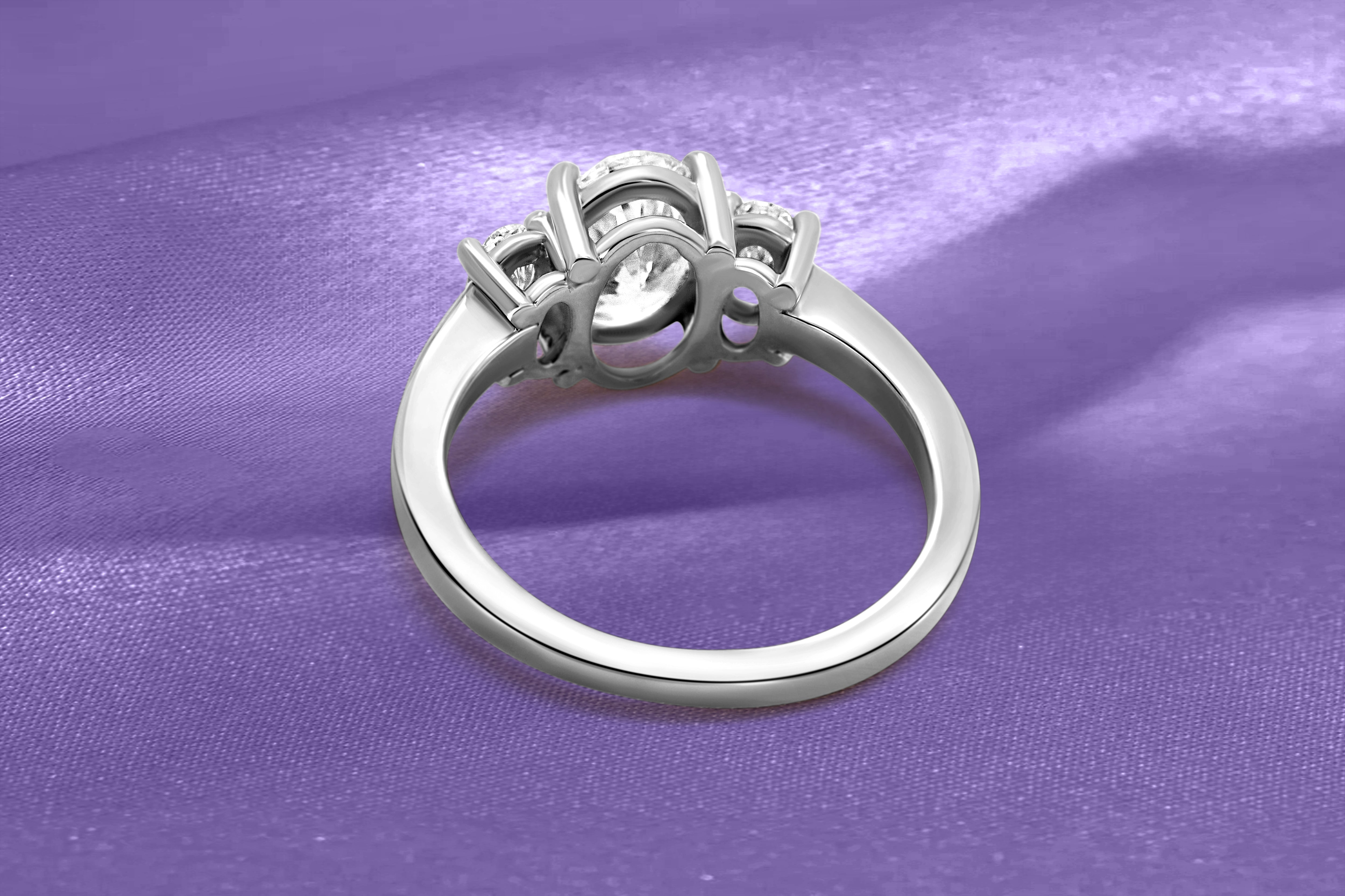 14K CZC Oval Three Stone Lab Grown Diamond Semi-Mount Engagement Ring