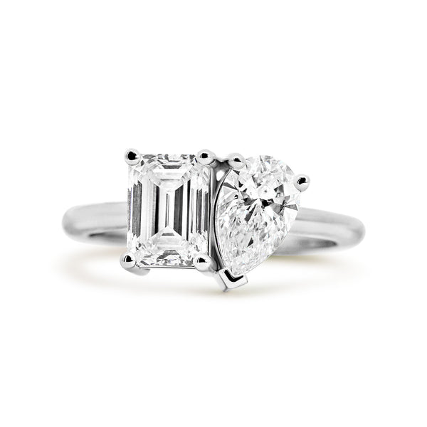 14K White Gold Toi et Moi Lab Grown Diamond Right Hand Ring