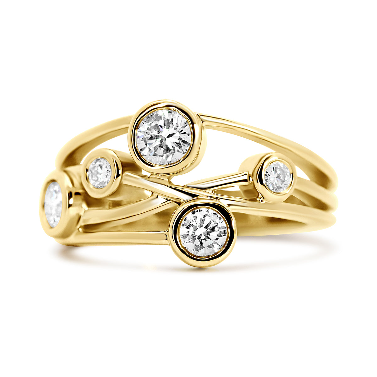 14K Yellow Gold Bezel Set Lab Diamond Right Hand Ring