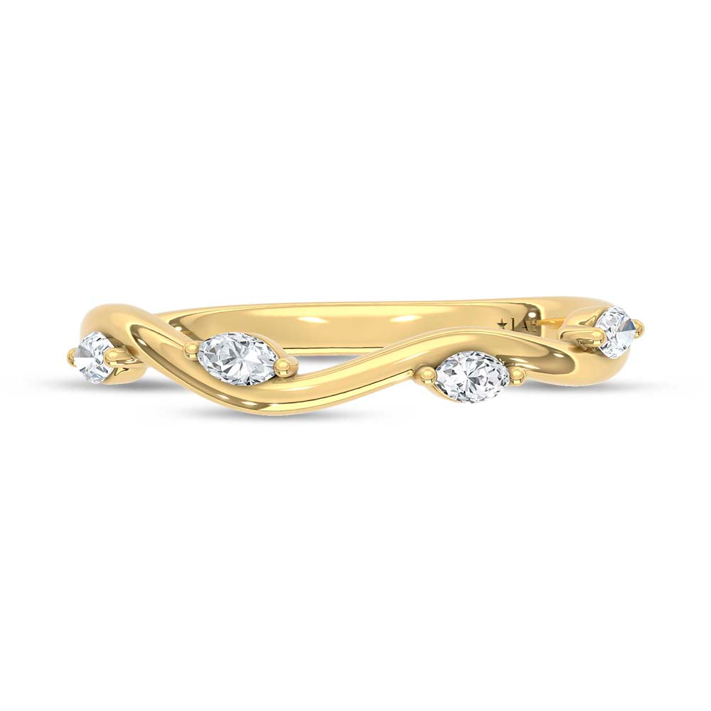 14K 0.13DTW Lab Diamond Marquise Wave Wedding Band