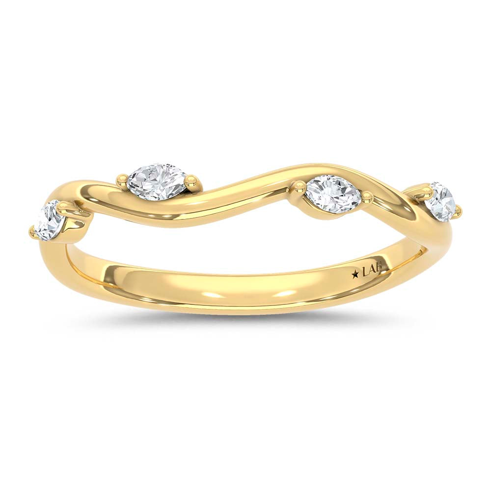 14K 0.13DTW Lab Diamond Marquise Wave Wedding Band